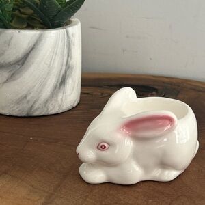 Egg Holder White Ceramic Bunny Rabbit Figurine Easter
